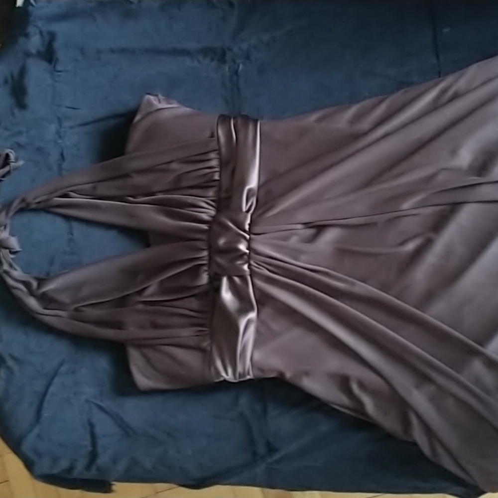 Jessica brown halter dress with sheer overlay. Size 14